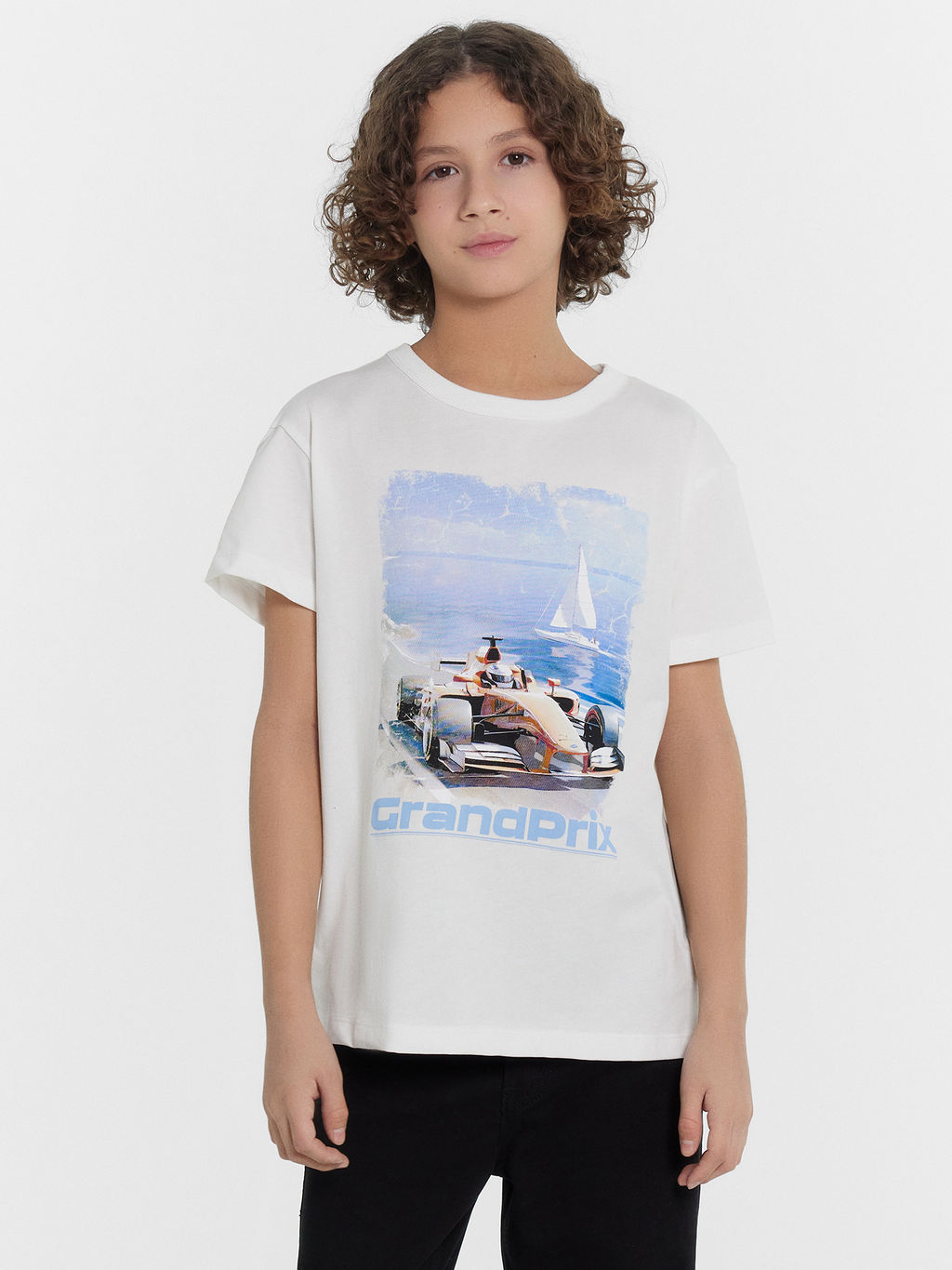 Футболка для мальчиков белая с принтом и надписью Grandpri - Mark formelle фото 3