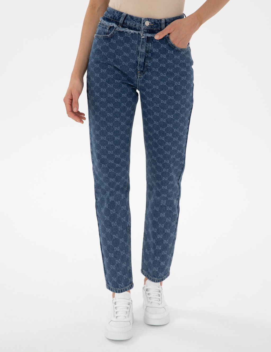 Koyu Mavi Mom High Waist Jean Pantolon - Pierre cardin фото 2