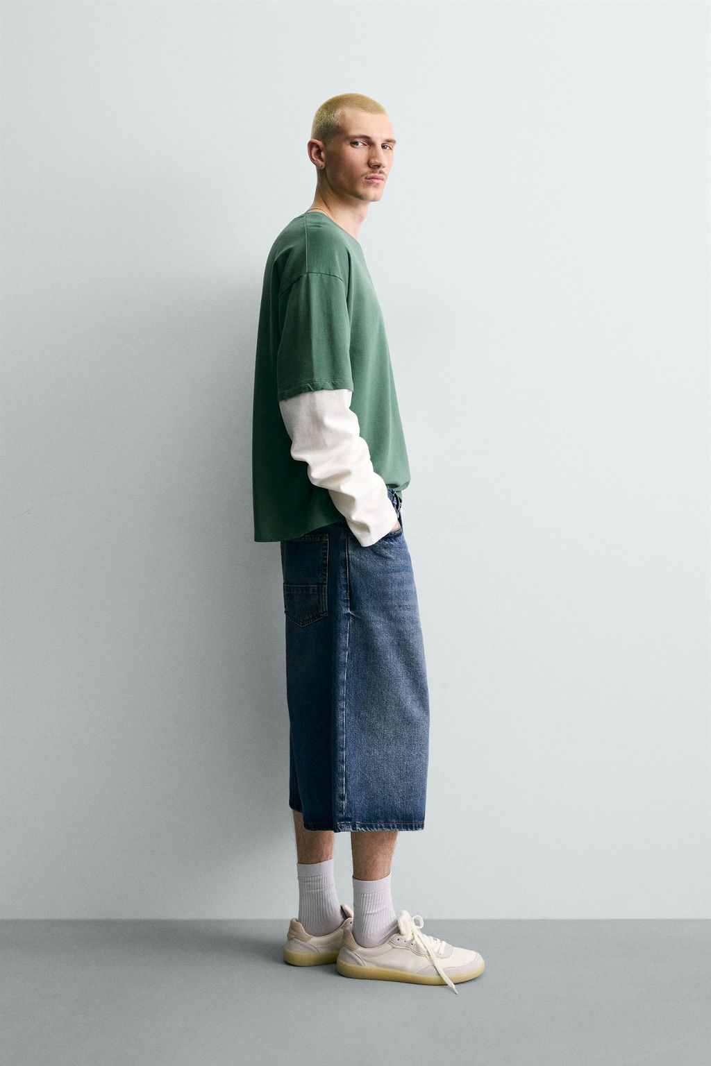 SUDADERA MANGA EFECTO DOBLE / Verde - Zara фото 4