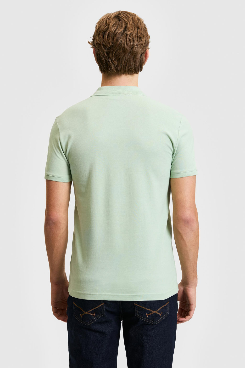 Erkek Slim Fit Polo Yaka Su Ye_ili Basic Ti__rt