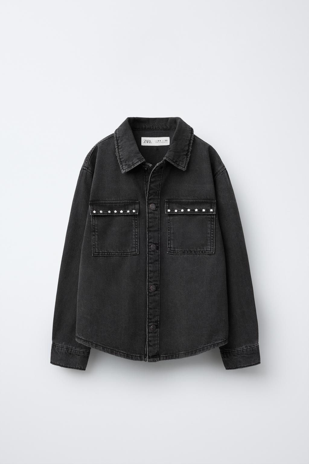 DENIM SHIRT WITH STAR STUDS