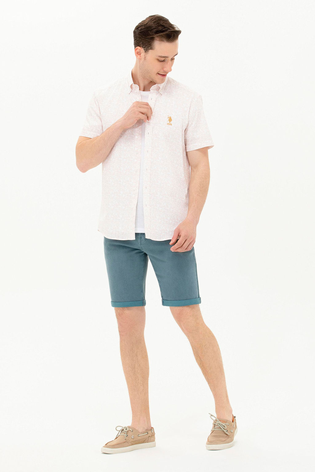 Мужская рубашка Camel с коротким рукавом - U.s. polo assn фото 2