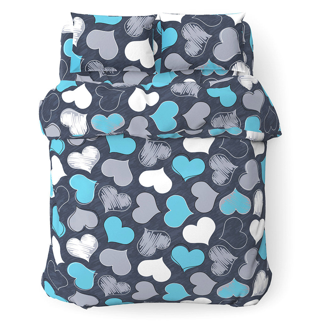 Пододеяльник на кнопках Евростандарт "Романтика" 4/1 бирюзовый 200х215см, поплин "Комфорт" 115г/м2, хлопок 100%, упаковка "классическая" ПВХ 28х41см, "Домашняя мода" (Россия)