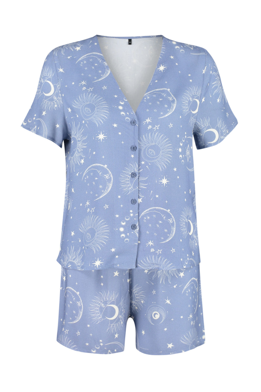 Trendyolmilla Kad?n Couple/Cift Mavi Galaksi Desenli Viskon Sortlu Dokuma Pijama Tak?m? THMSS24PT00135  фото 8