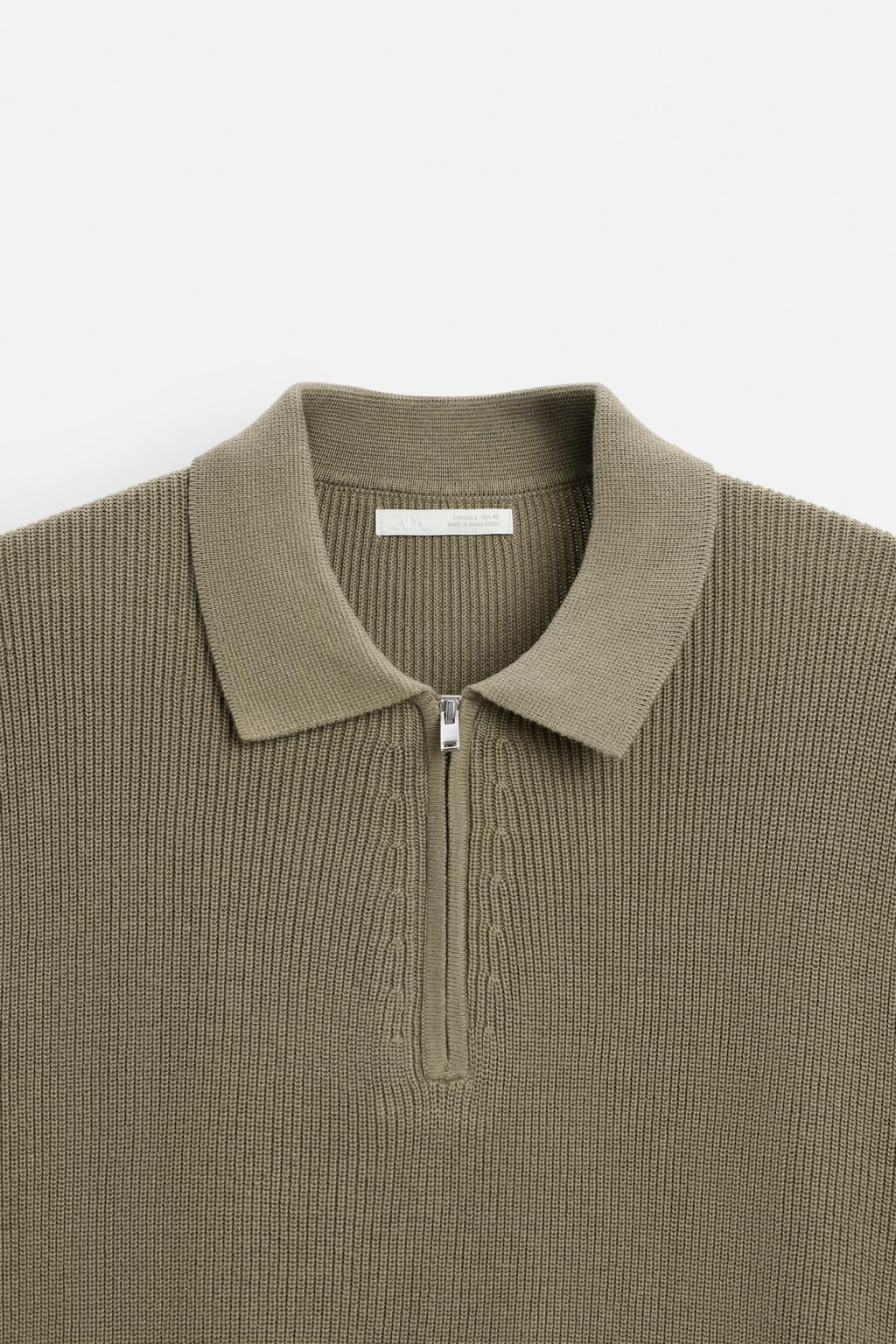 PEARL KNIT POLO SHIRT WITH ZIP - Zara фото 24