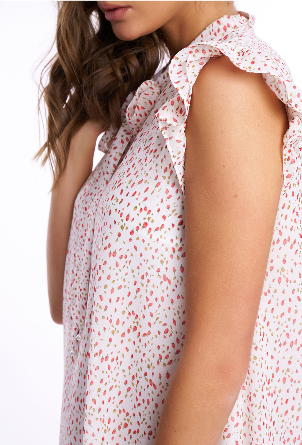 Платье KaVari 1024 молочный принт тюльпаны  фото 3