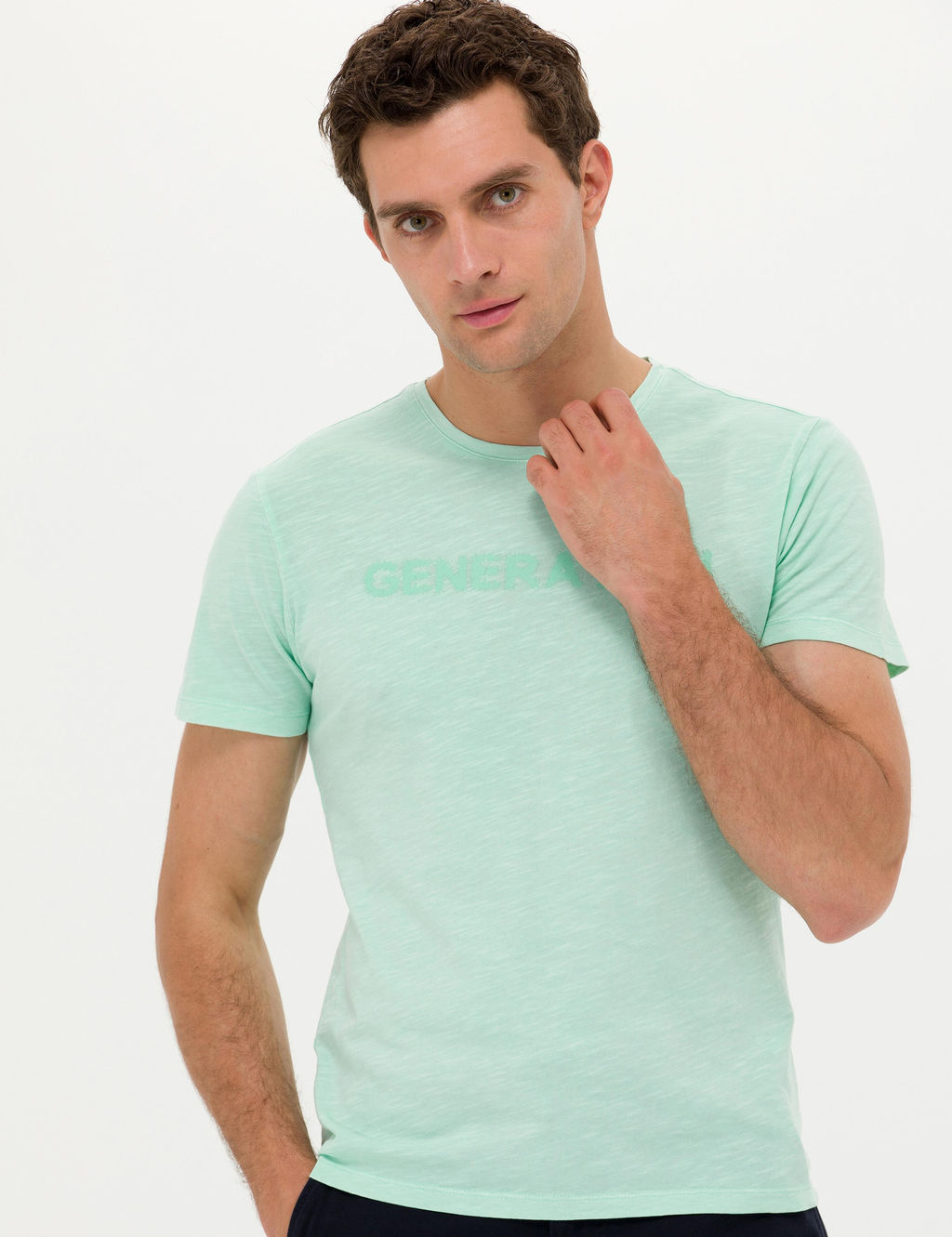 YESIL Slim Fit Bisiklet Yaka T-Shirt