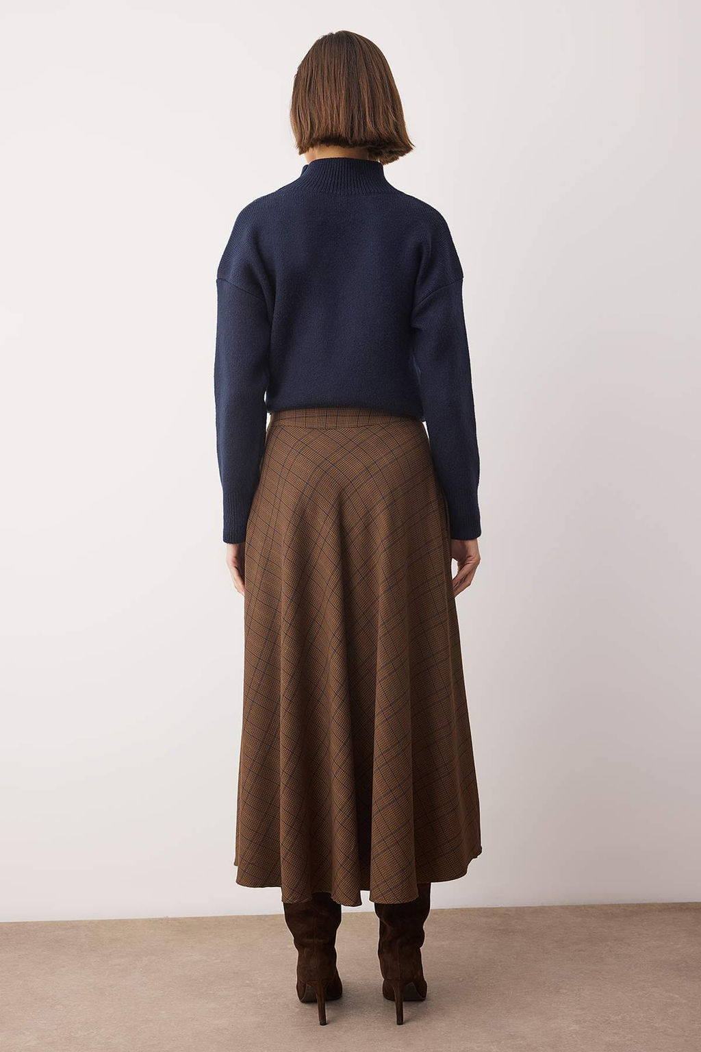 Kahverengi Ekoseli Can/A-Line Volanl? Dokuma Uzun Maxi Etek TWOAW26ET00165 - Trendyolmilla фото 4