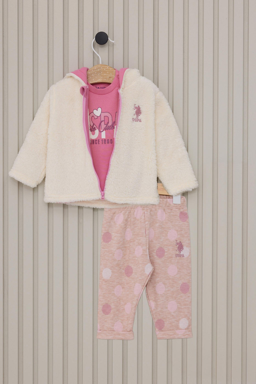 K_z Bebek Krem 3l_ Pijama Tak_m_ Sepette S_rpriz _ndirim - U.s. polo assn фото 2