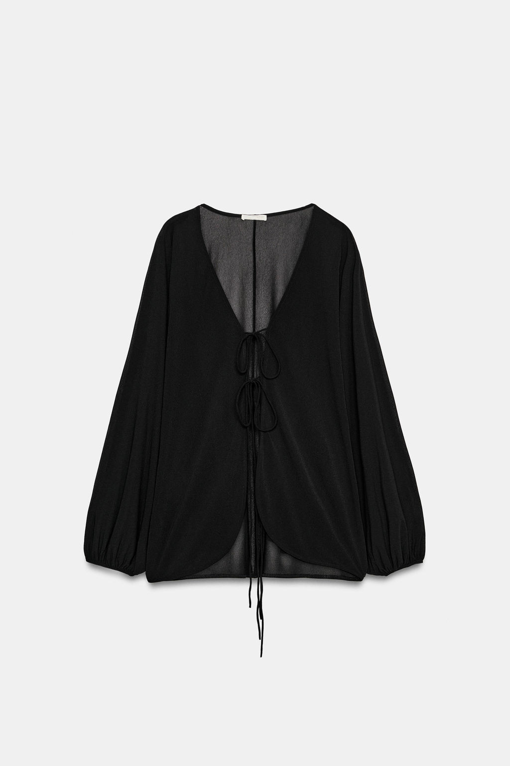 TOP CREPE MANGA ABULLONADA / Negro - Zara фото 6
