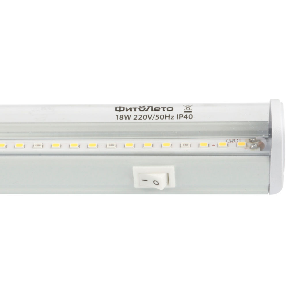ULI-P18-18W/SPFB IP40 WHITE Светильник для растений светодиодный линейный, 560мм, выкл. на корпусе. Спектр для фотосинтеза. TM ФитоЛето