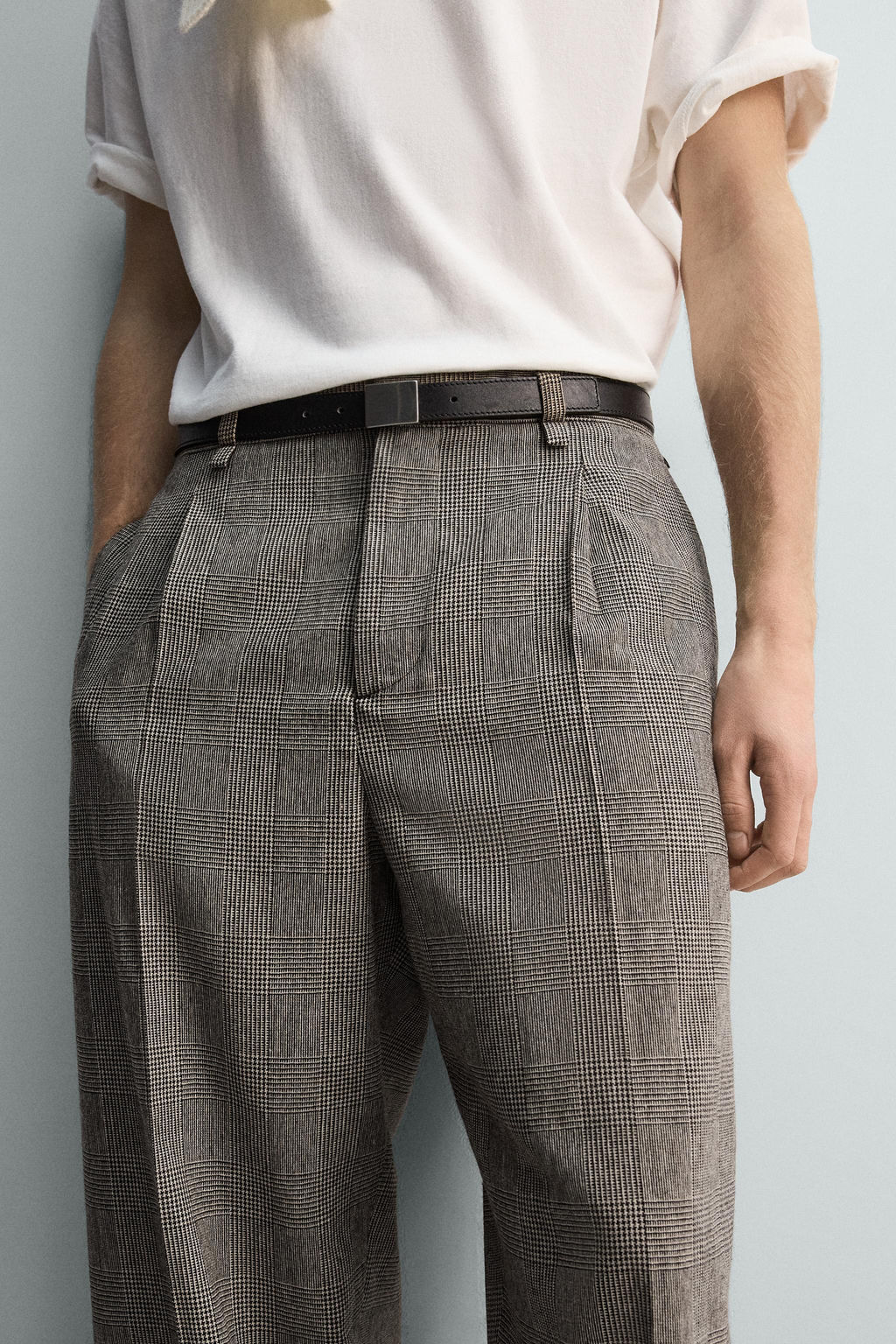 PANTAL?N RELAXED FIT CUADROS / Beige - Zara фото 5