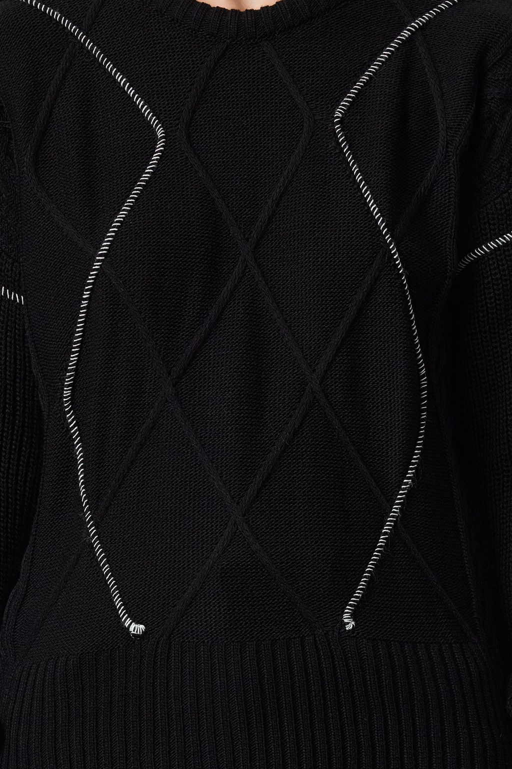 Siyah Genis Kal?p Orgu Detayl? Bisiklet Yaka Triko Kazak TWOAW25KZ00322 - Trendyolmilla фото 4