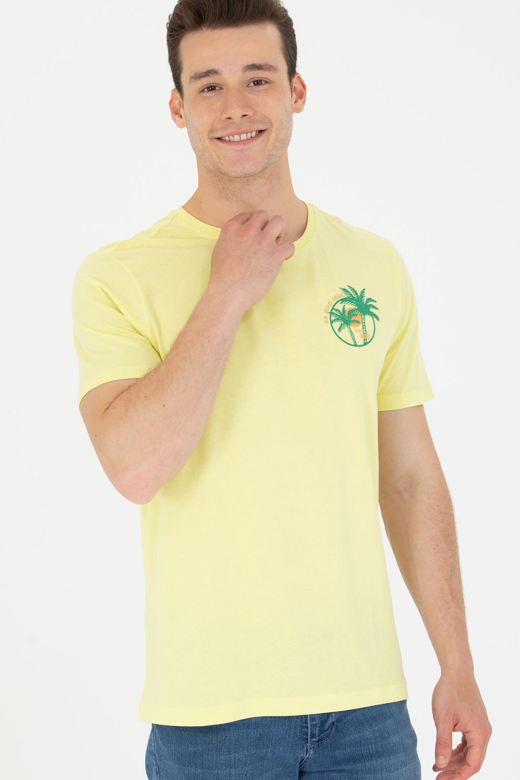 U. S. Polo Assn Мужская светло-желтая футболка с круглым вырезом - U.s. polo assn фото 8