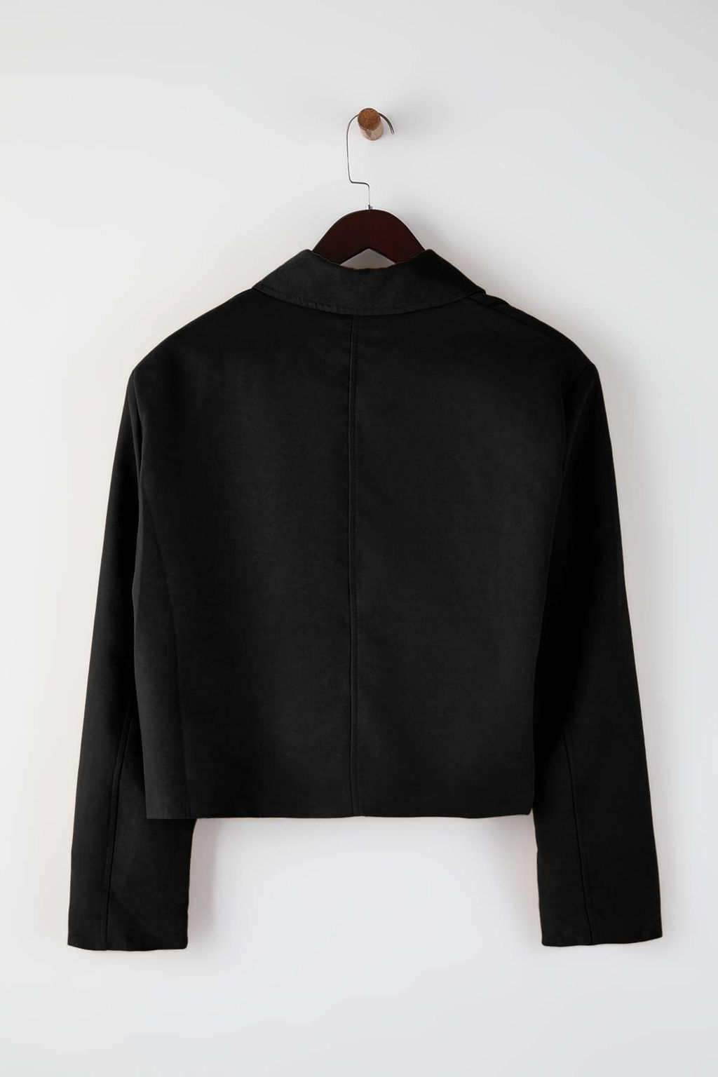 Siyah K?sa Dugmeli Genis/Rahat Kal?p Dokuma Suet Ceket TWOAW26CE00064