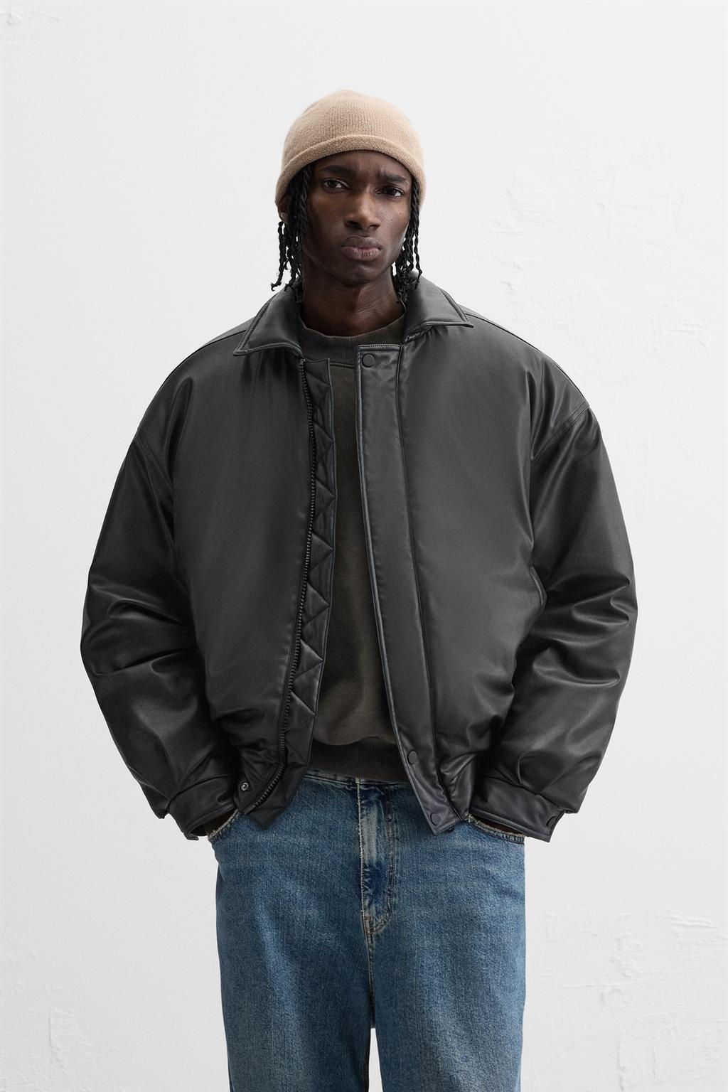 LEATHER EFFECT PUFFER JACKET - Zara фото 2