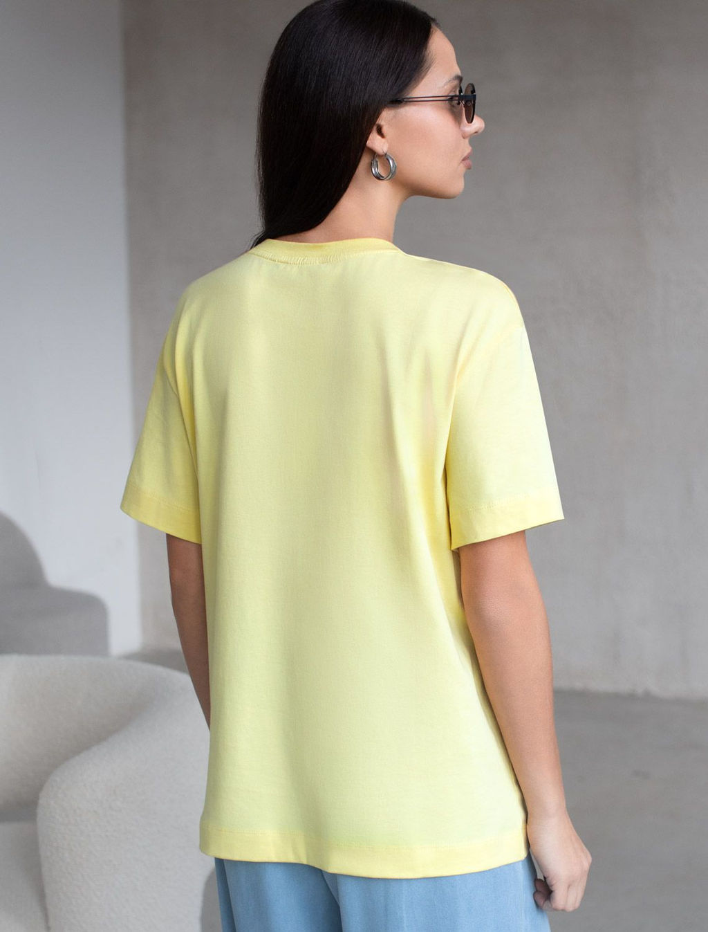 Свободная футболка с принтом из премиального хлопка с эастаном - Vilatte фото 3