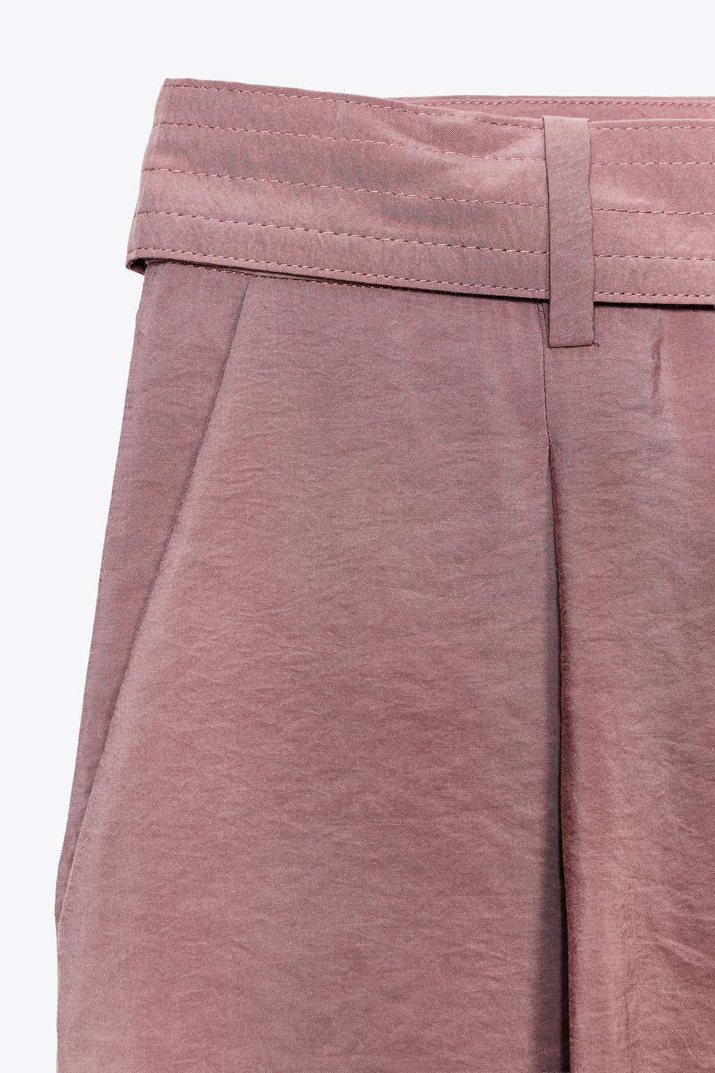 FLOWING WIDE-LEG TROUSERS WITH BELT - Zara фото 7