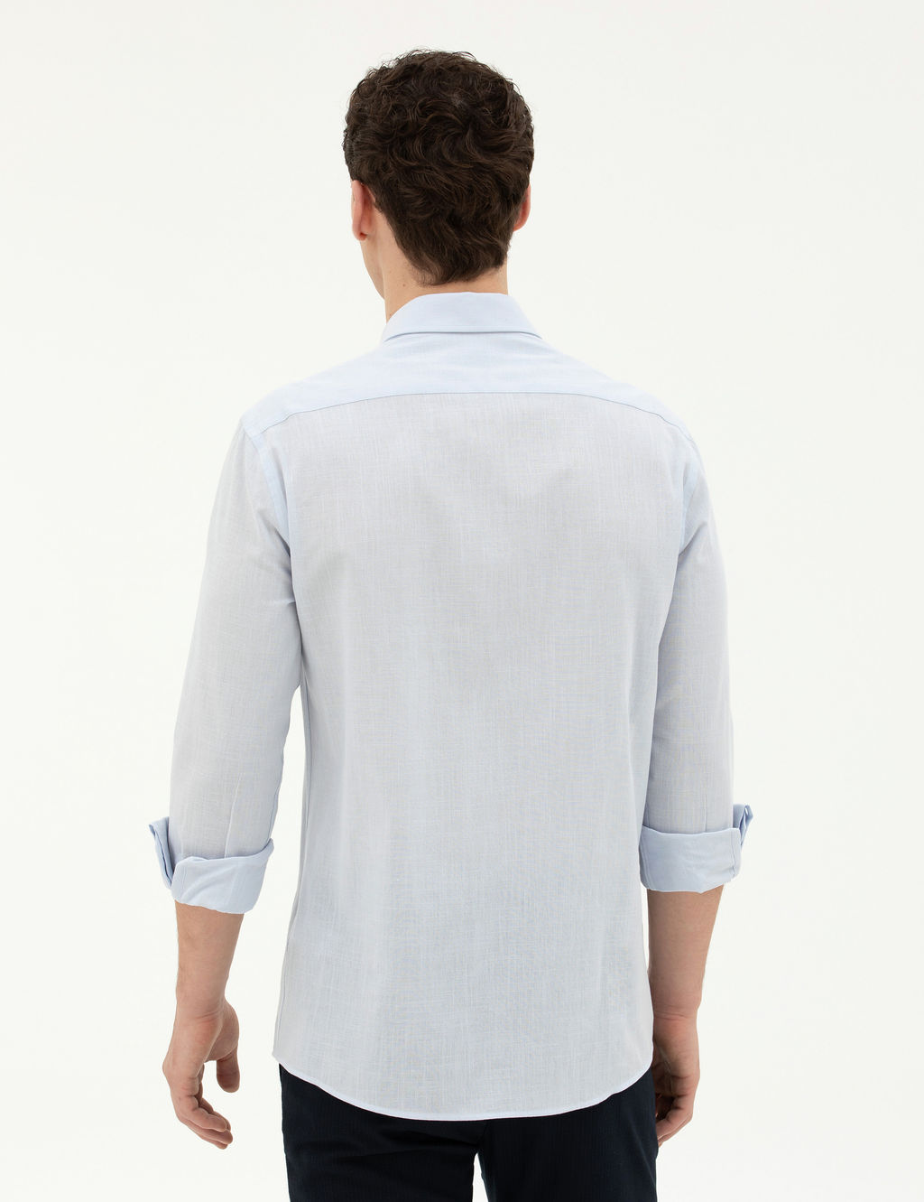 A__k Mavi Slim Fit Uzun Kollu G_mlek