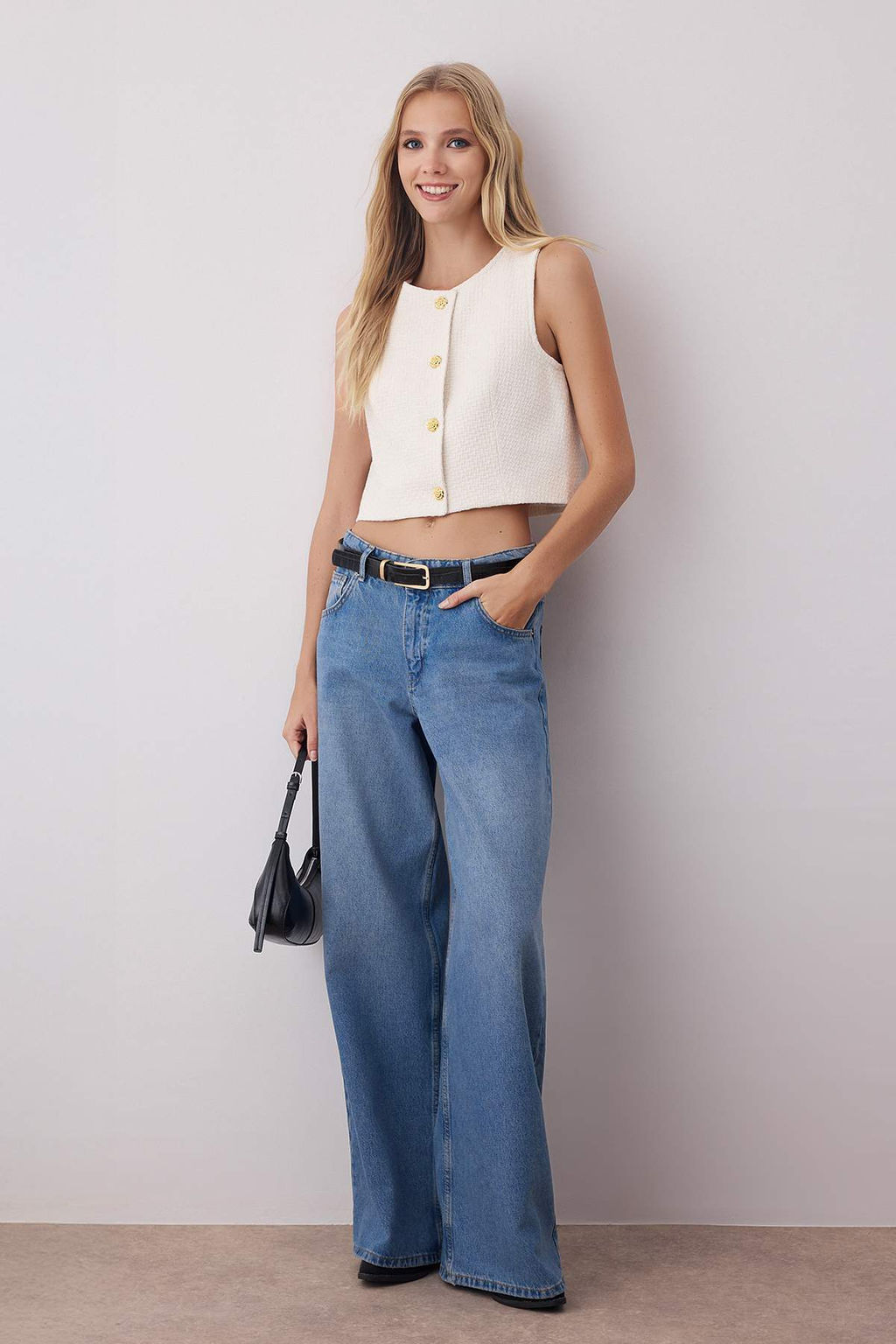 Siyah Aksesuar Dugmeli Dokuma Tuvit Yelek TWOAW26YE00019 - Trendyolmilla фото 8