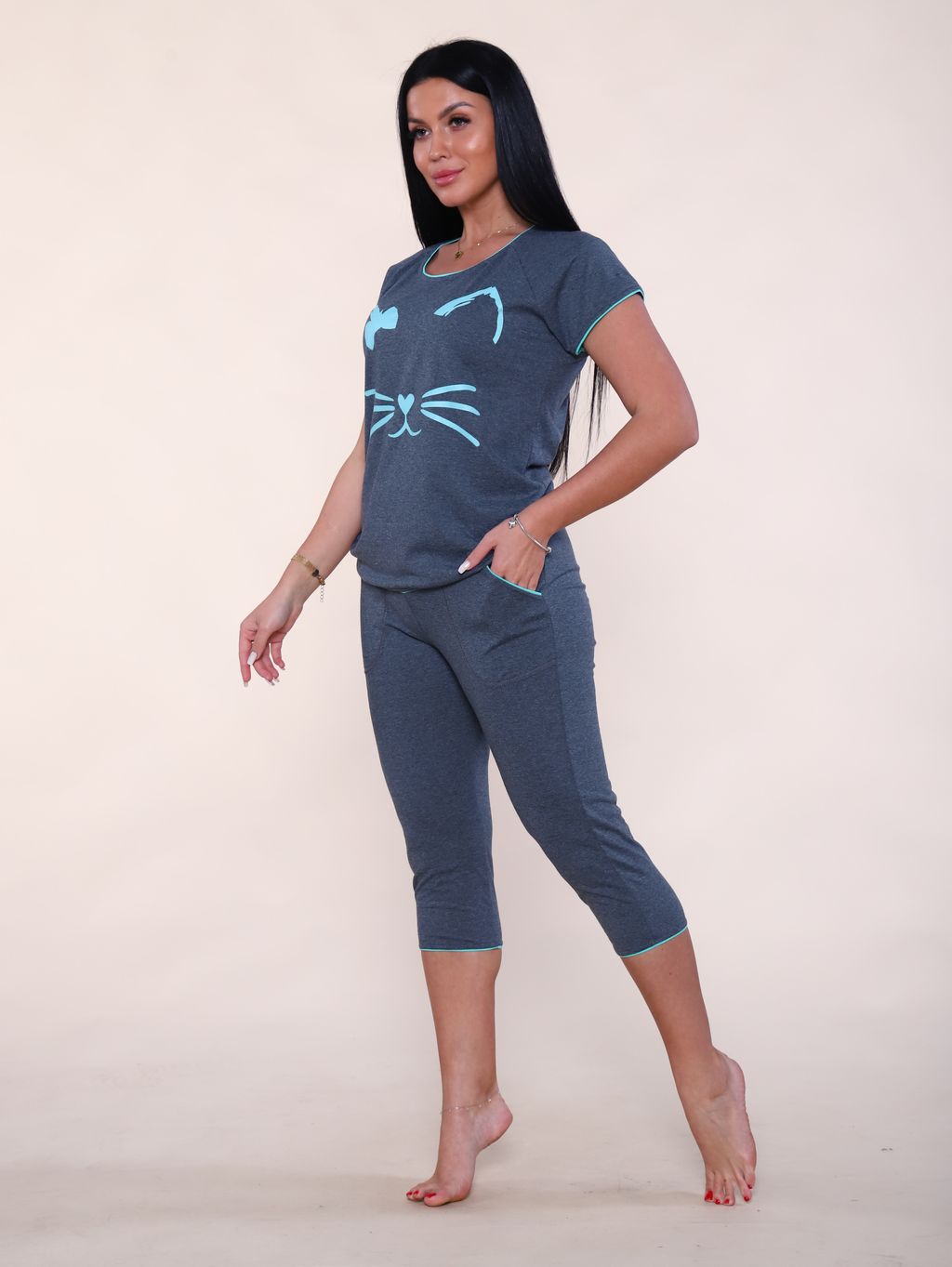 к5 костюм кошка , бриджи (ментол) - Иванушка-трикотаж фото 5