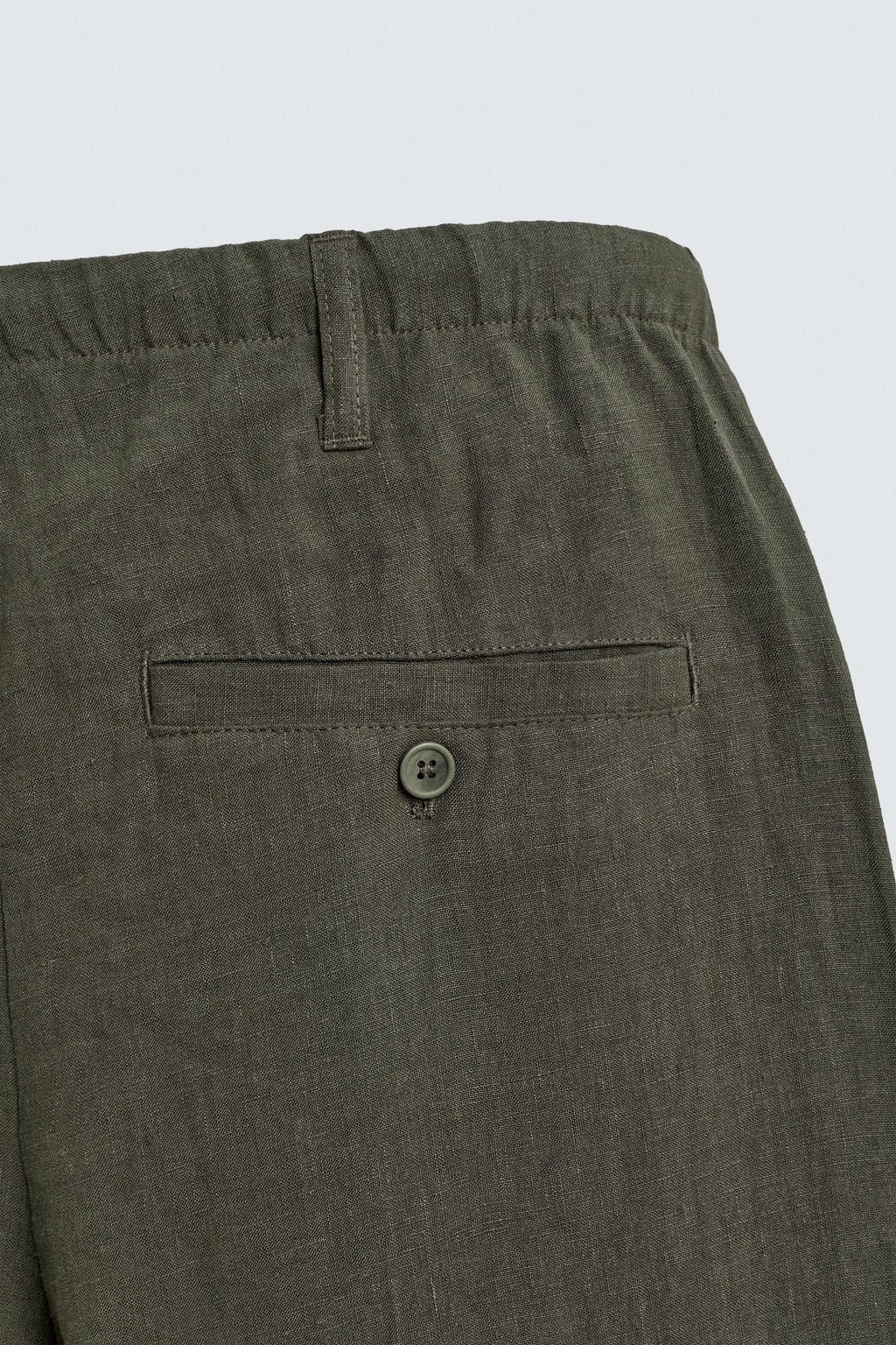 PANTAL?N RELAXED FIT 100% LINO / Khaki oscuro