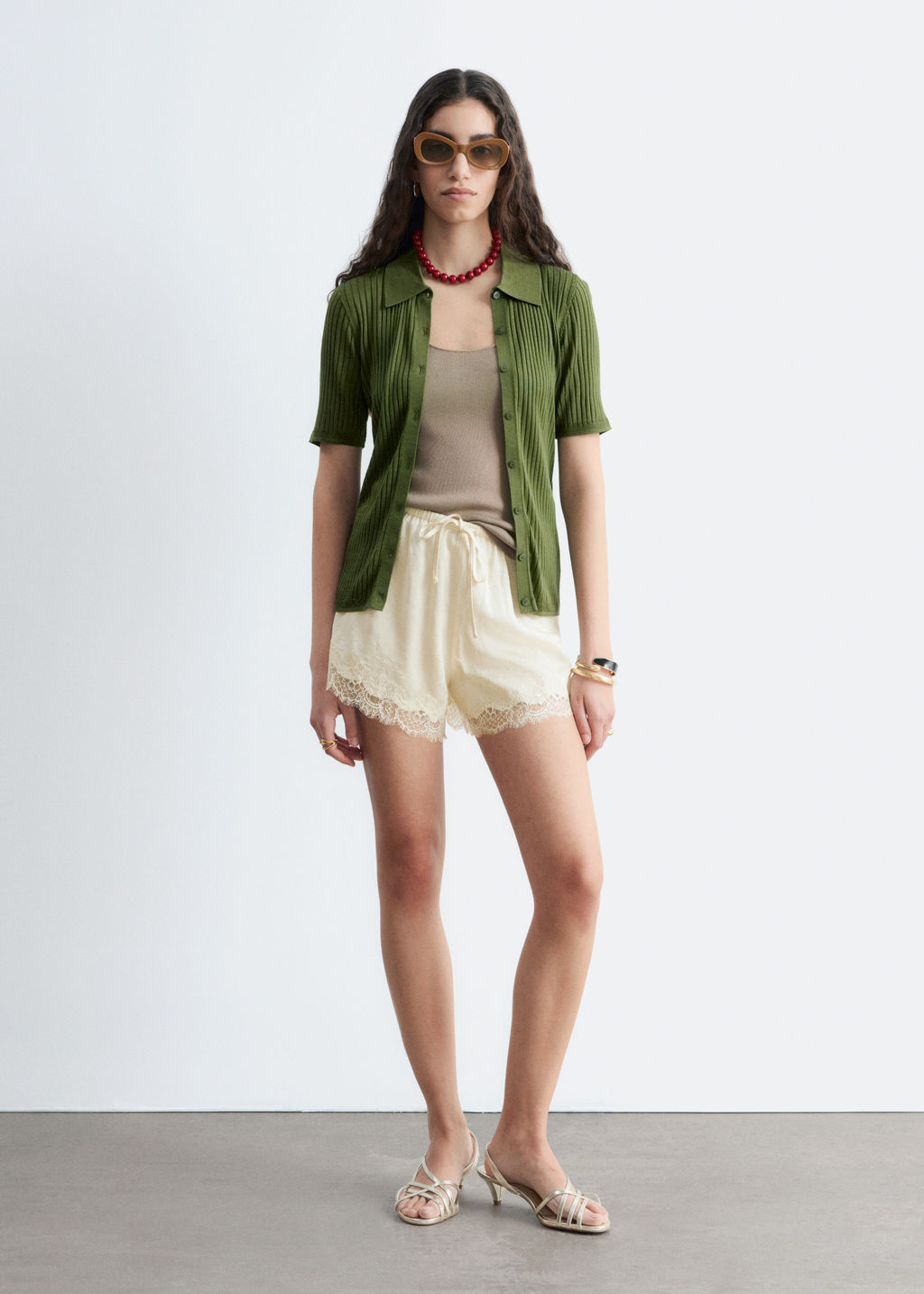 Minipantalones cortos jacquard ribete de encaje - H&m фото 3