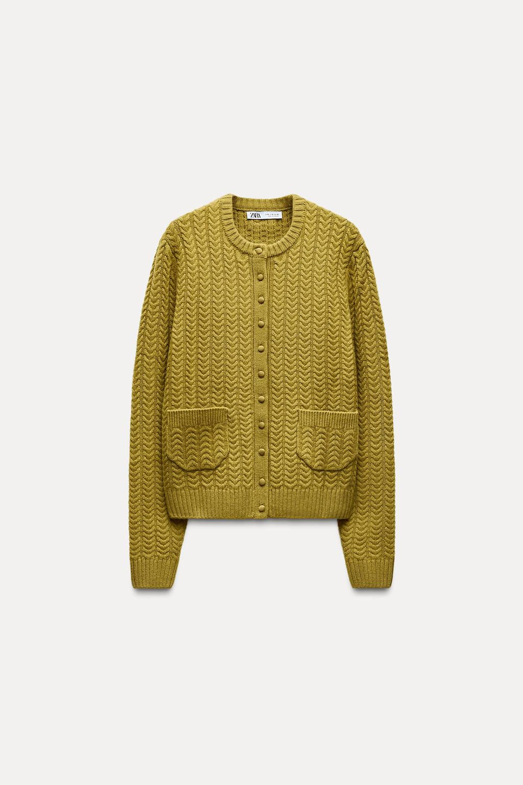 CABLE-KNIT JACKET 100% WOOL - Zara фото 7