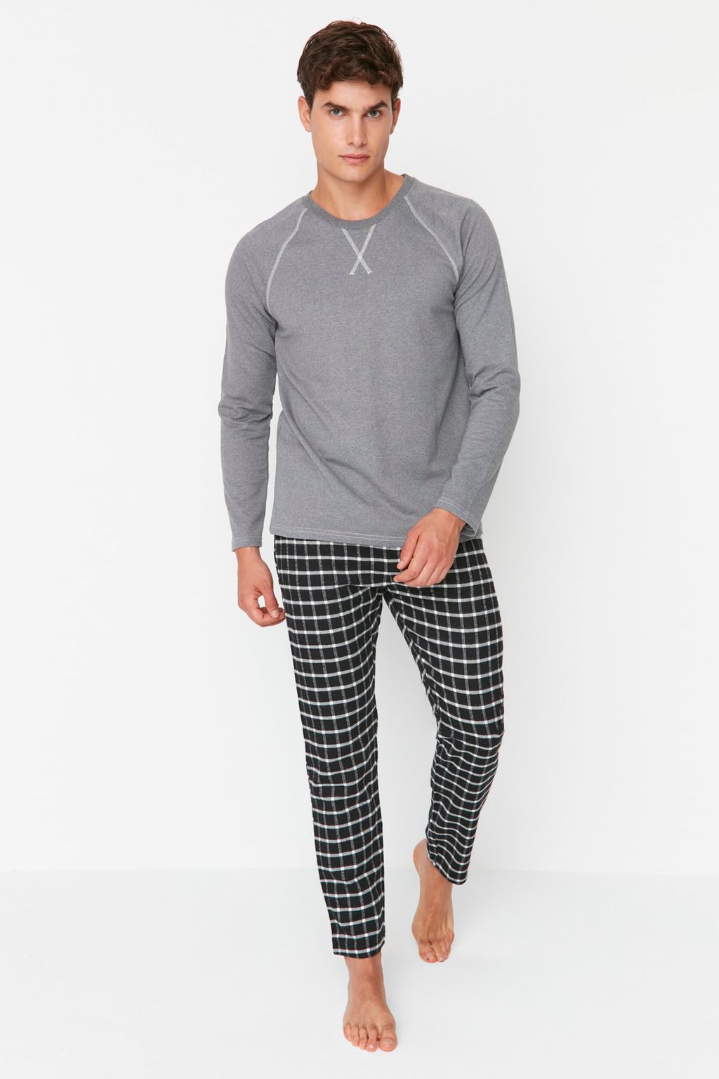 TRENDYOL MAN Siyah Regular Fit Pijama Tak?m? THMAW22PT0426