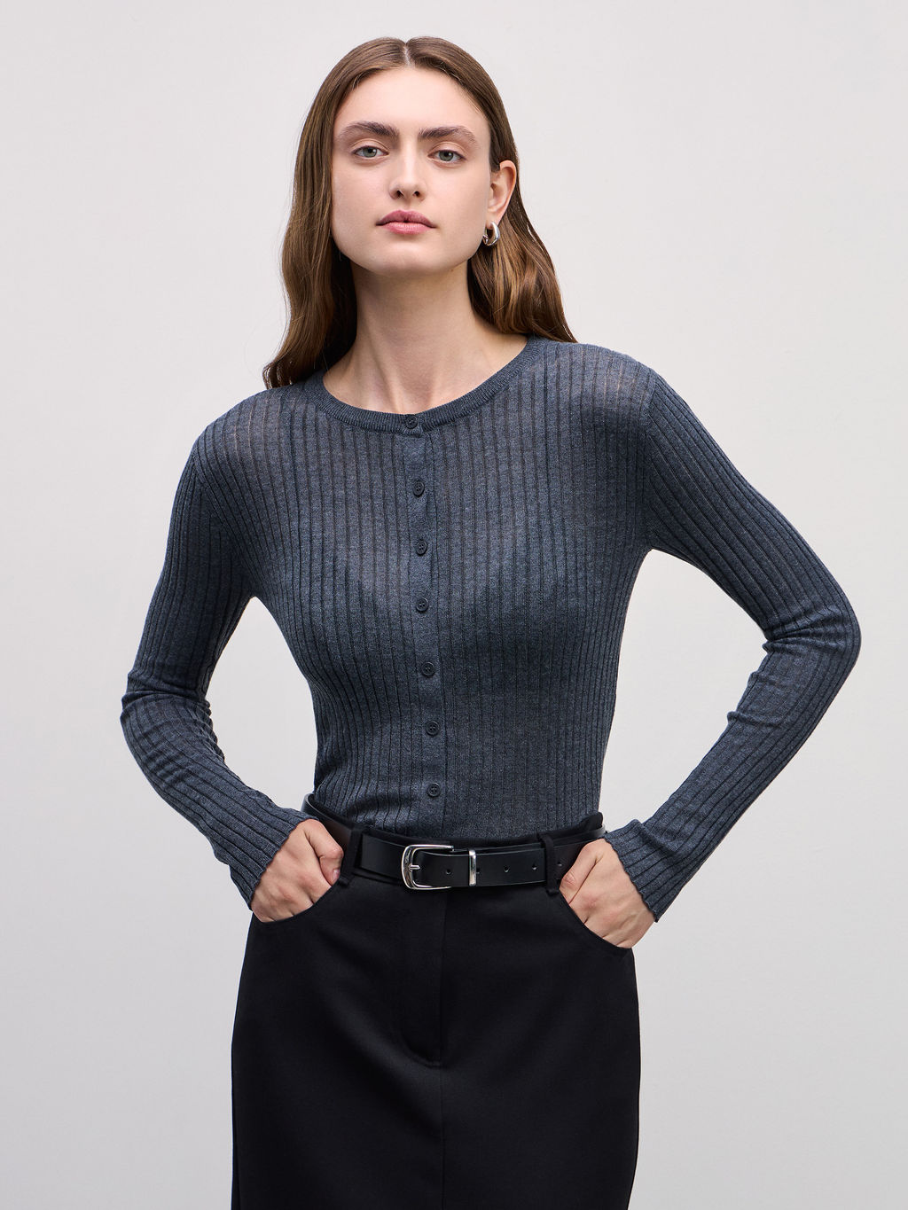 Джемпер на пуговицах с добавлением шерсти / Zarina