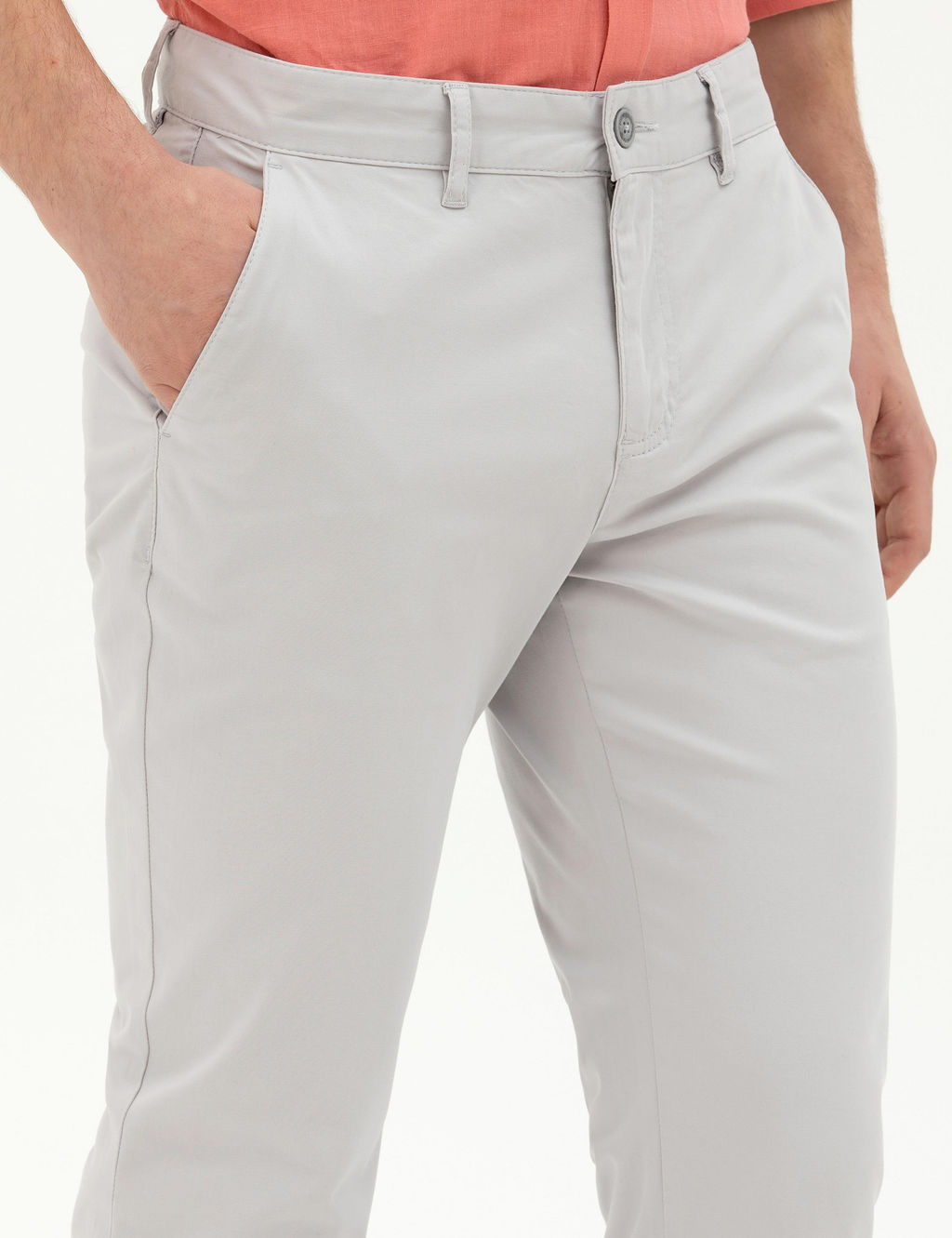 A__k Gri Slim Fit Kanvas Pantolon