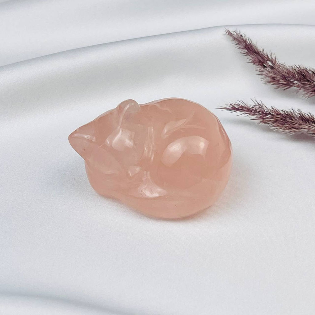 Радуга Самоцветов Фигурка Кошка из Розового кварца  фото 3