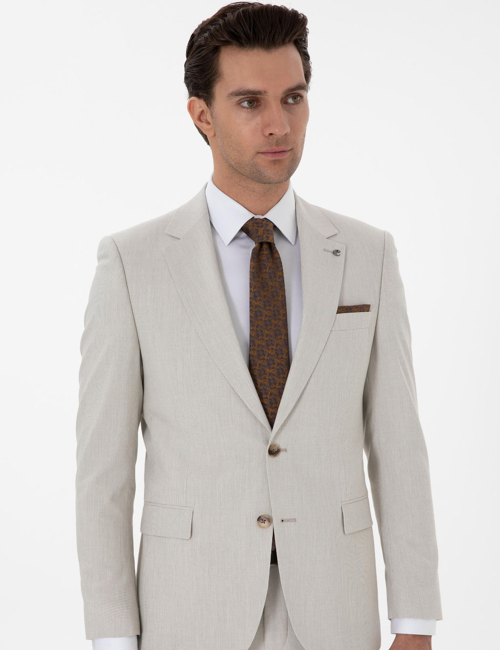 Bej Slim Fit Tak_m Elbise - Cacharel фото 3