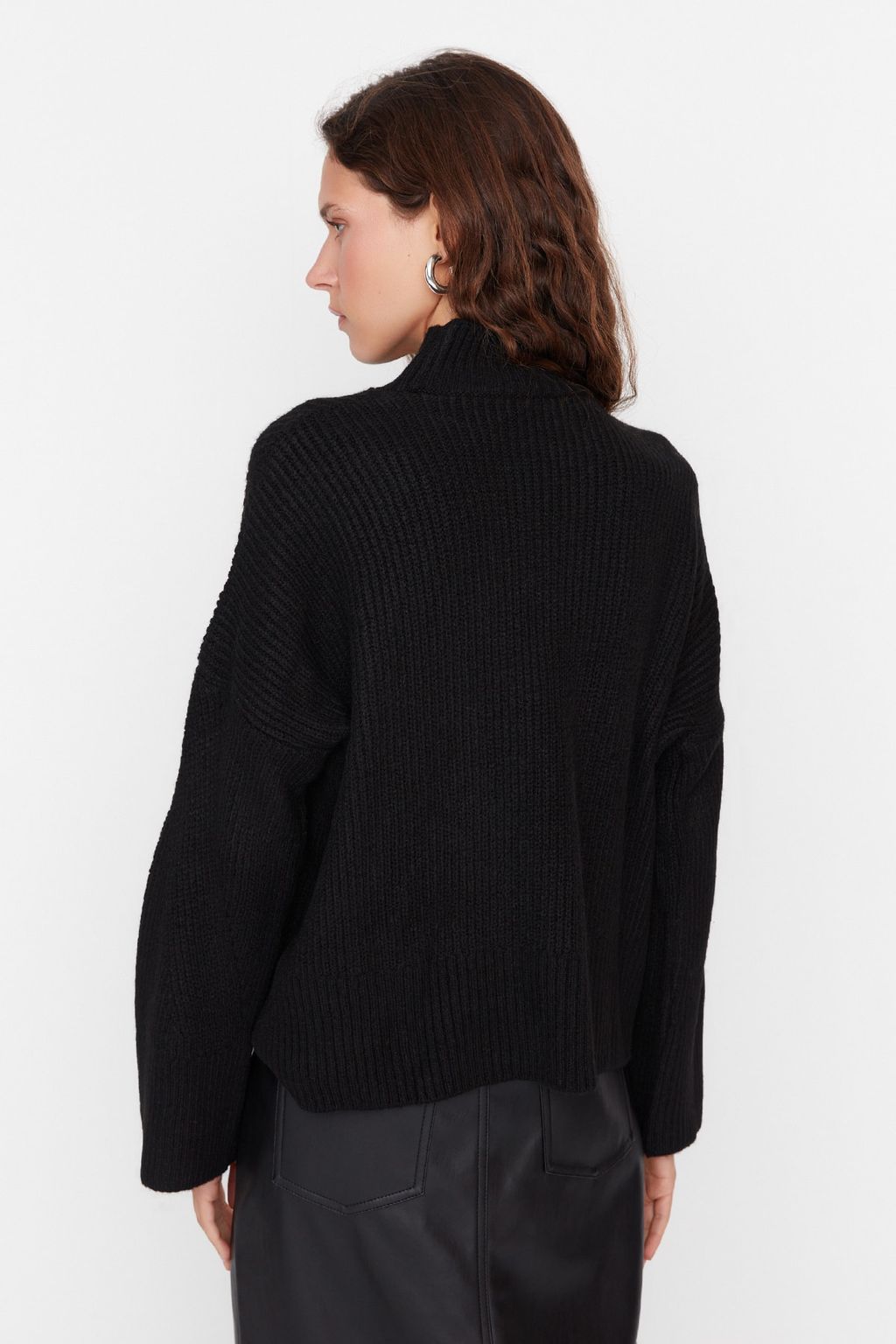 Siyah Yumusak Dokulu Basic Triko Kazak TWOAW22KZ0474