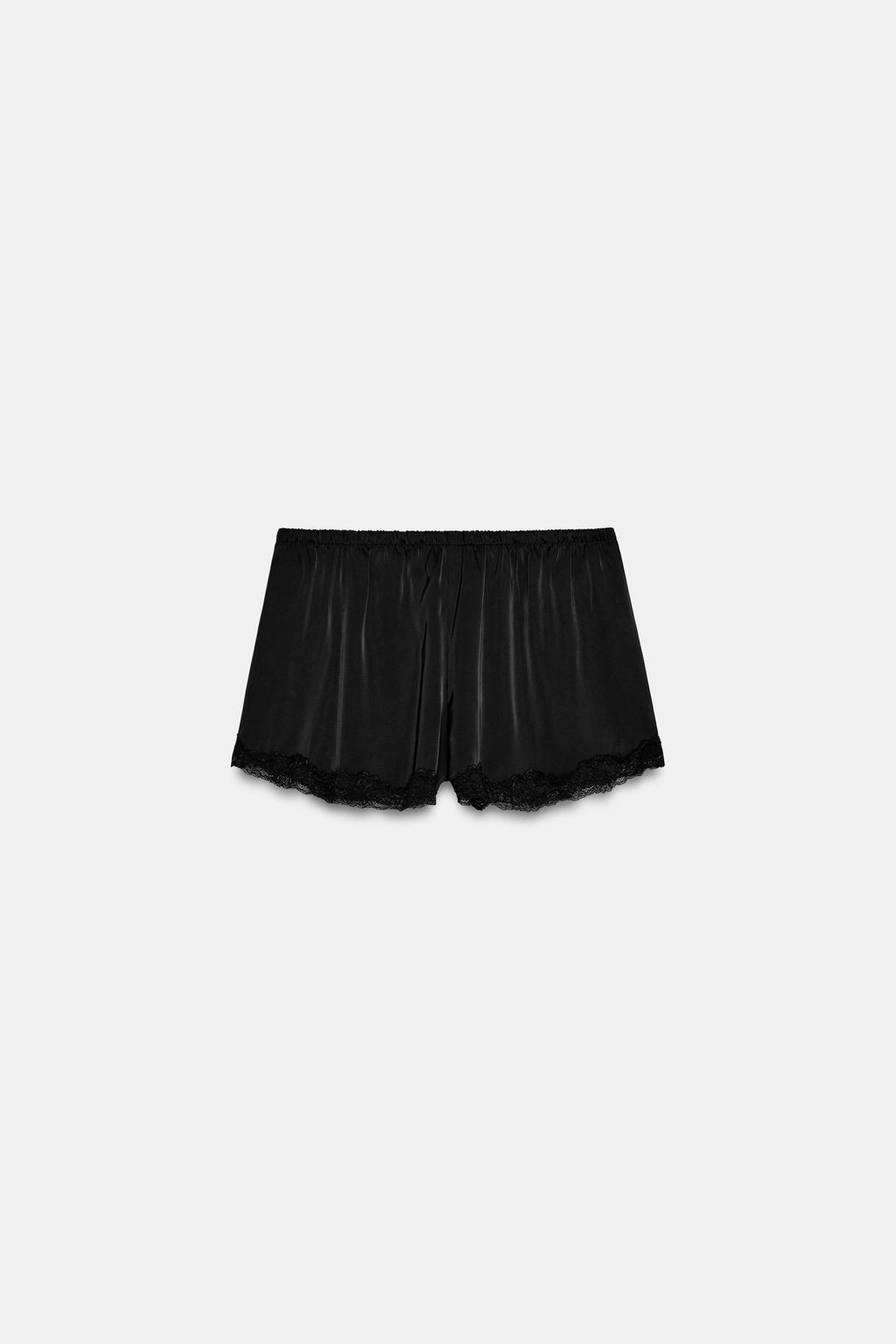 SHORT MINI SATINADO ENCAJE / Negro - Zara фото 10