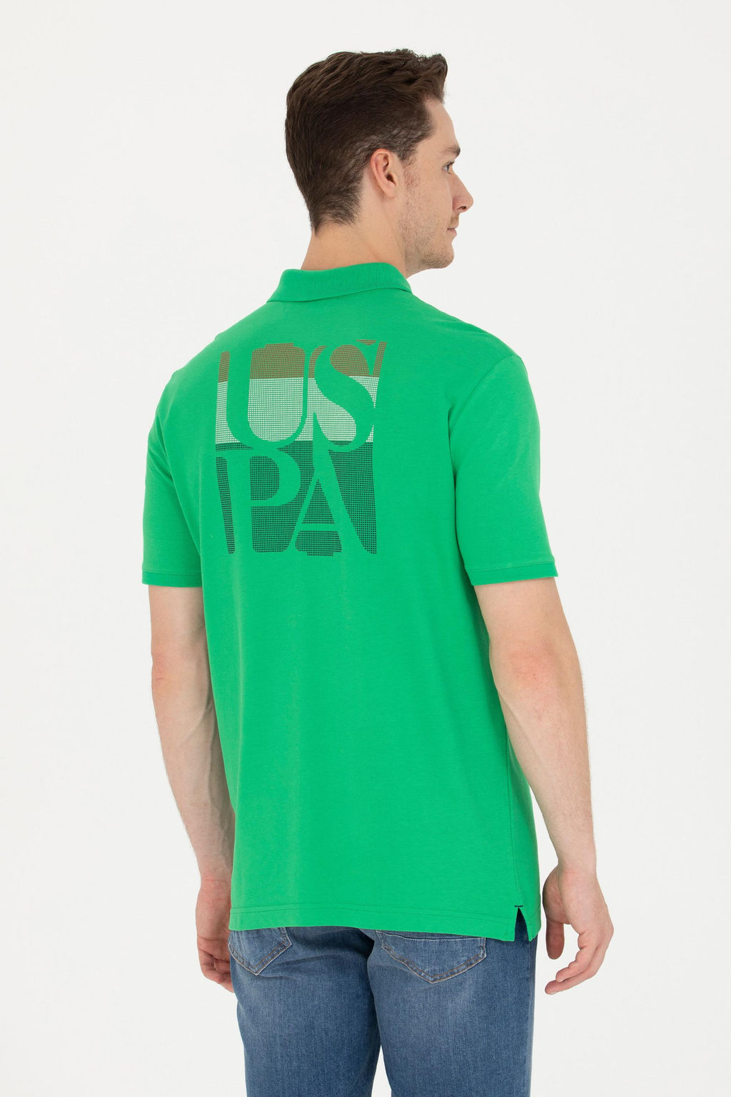 Футболка-поло U.S. Polo Assn Apple Green зеленая хлопок  фото 16