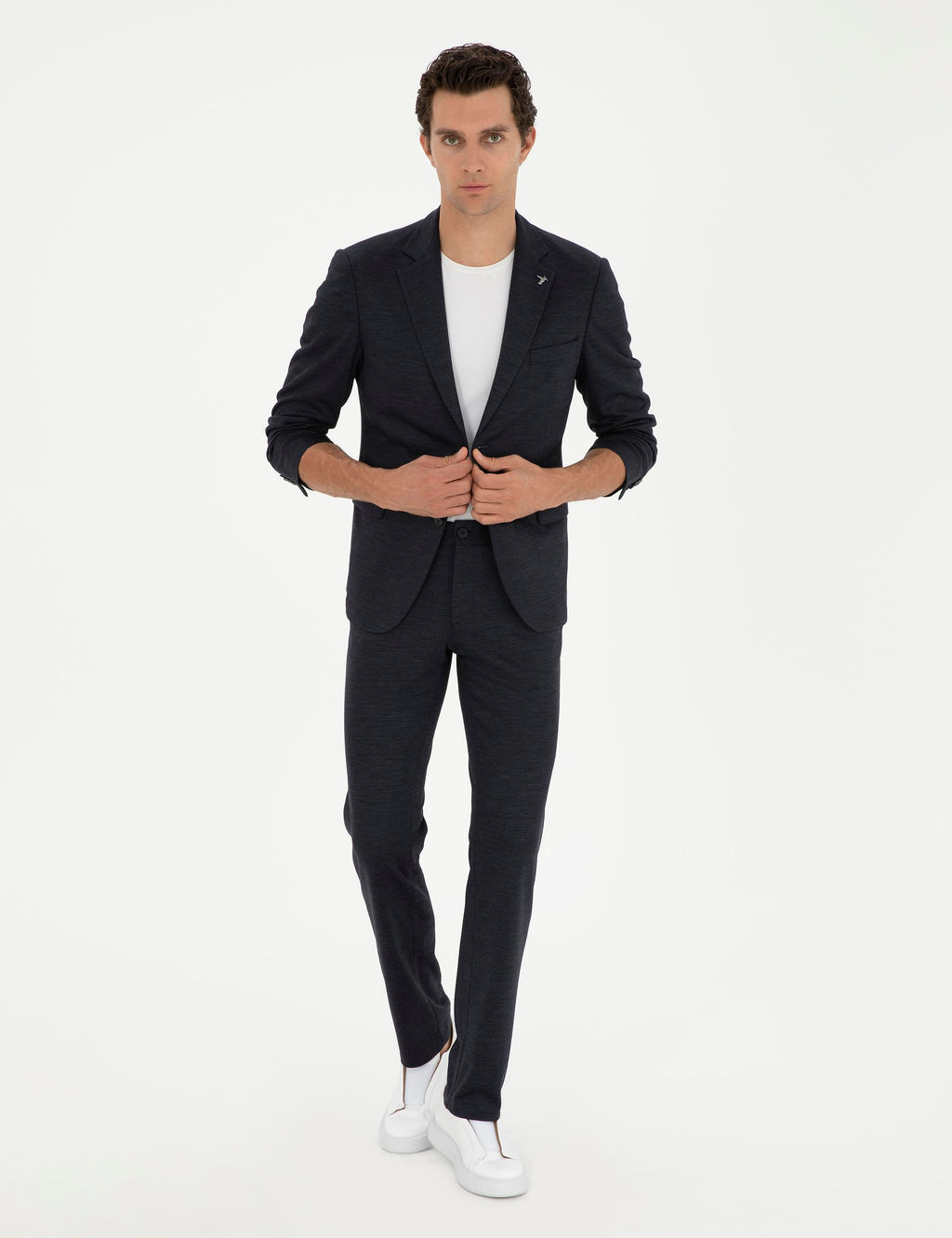 Koyu Lacivert Slim Fit Y_n Kar___ml_ Pantolon