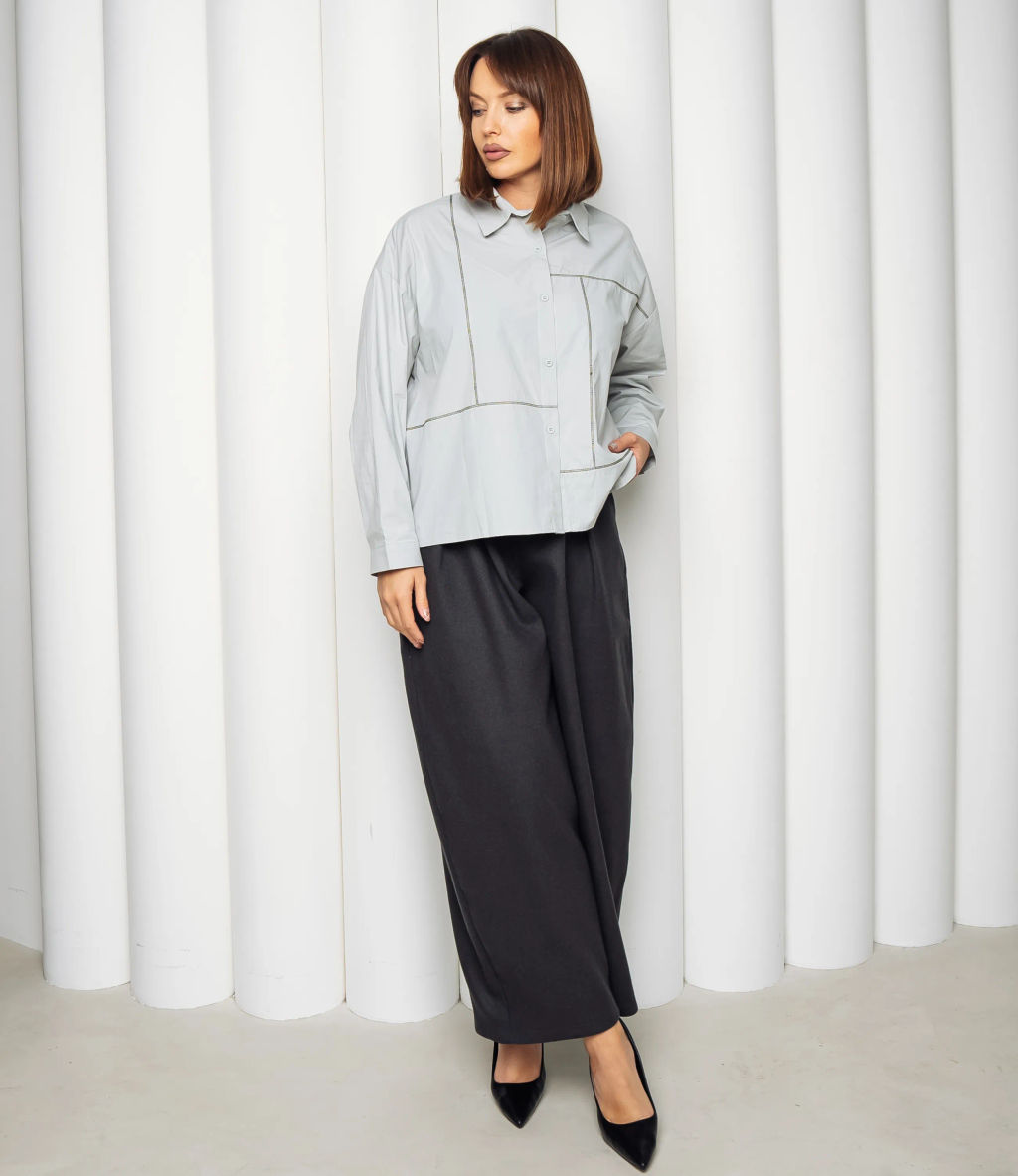 Рубашка #КТ2225 (3), серо-голубой - Dommod фото 4