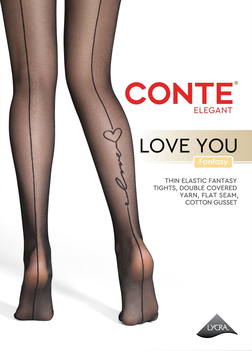 Колготки фантазийные CONTE Колготки с имитацией шва и надписью Love nero - Conte elegant фото 4