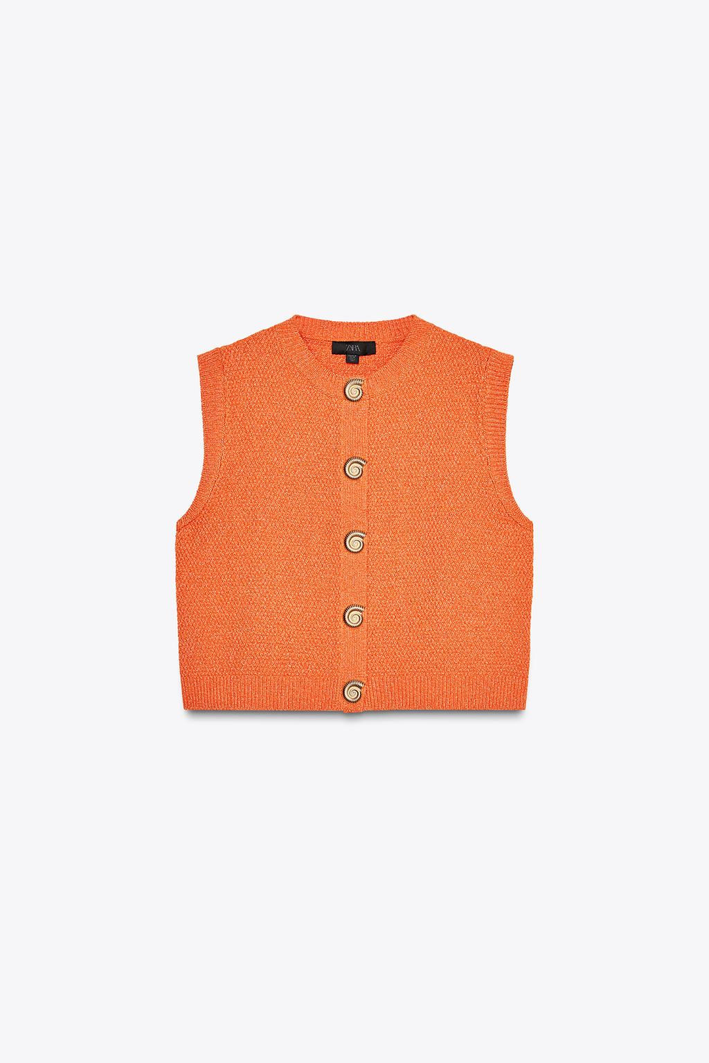 SHELL BUTTON KNIT WAISTCOAT TOP - Zara фото 5