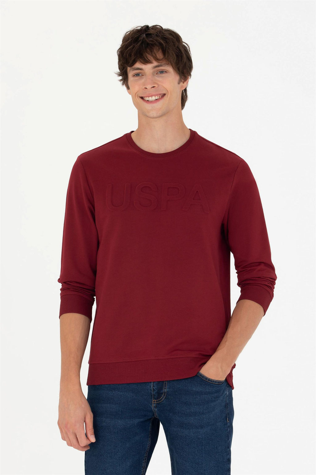U. S. Polo Assn / Мужской бордово-красный базовый свитшот - U.s. polo assn фото 8