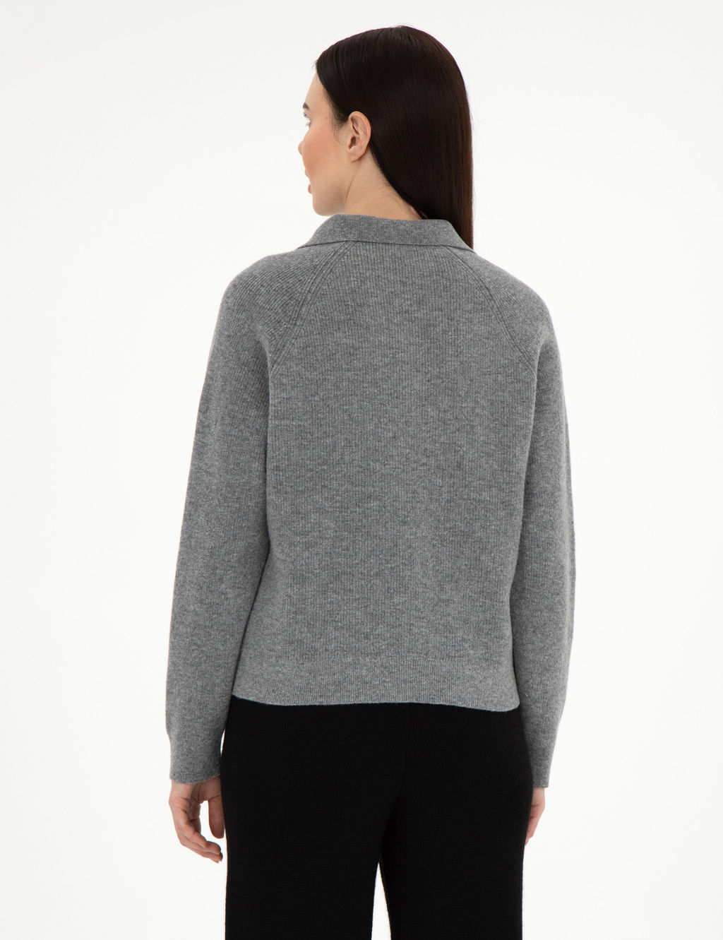 Gri Melanj Y_n Regular Fit Polo Yaka Kazak