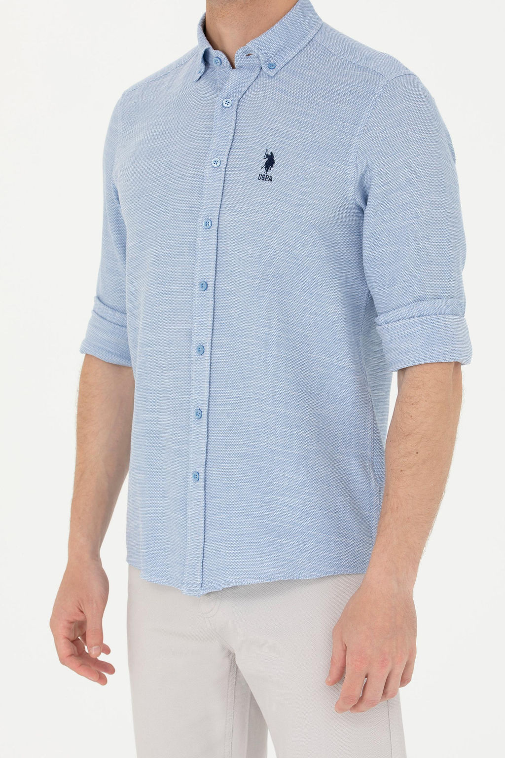 Мужская синяя рубашка с длинным рукавом - U.s. polo assn фото 13