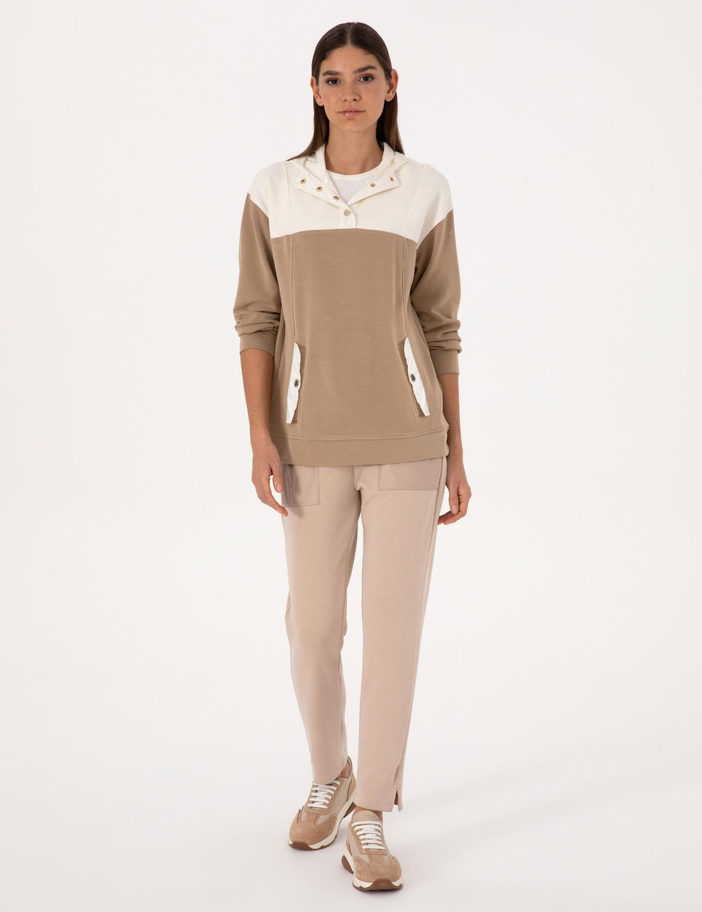 Bej Oversize Modal Kar___ml_ Sweatshirt - Pierre cardin фото 4