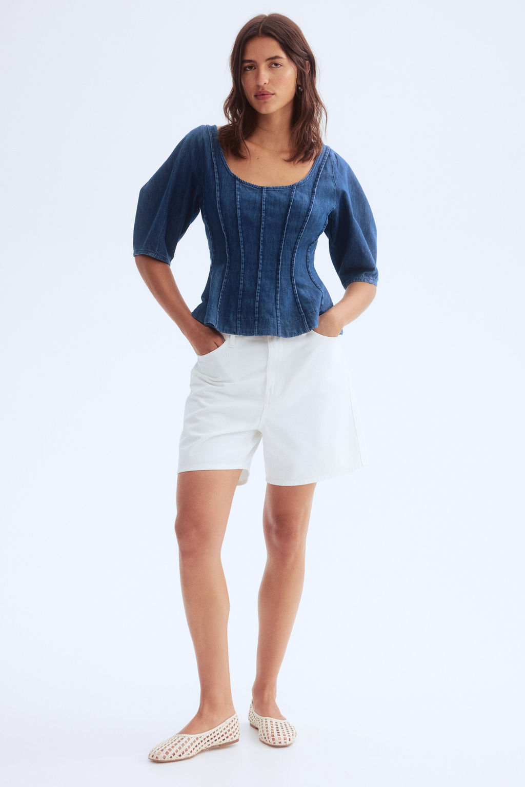 Blusa denim con peplum - H&m фото 6