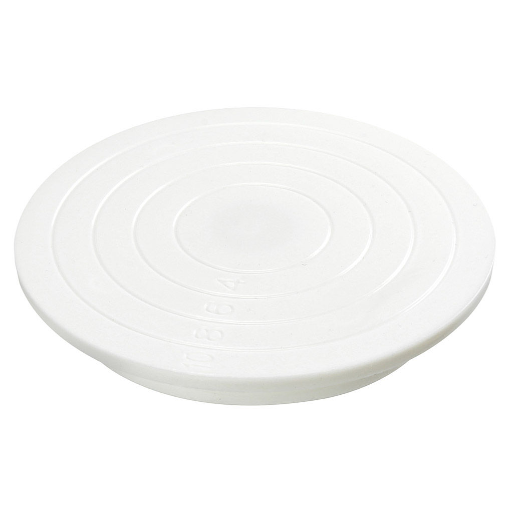 Подставка пластмассовая для мини-торта, печенья д12,4см h1,8см, на ножке, с поворотным столом, цветная коробка (Китай)