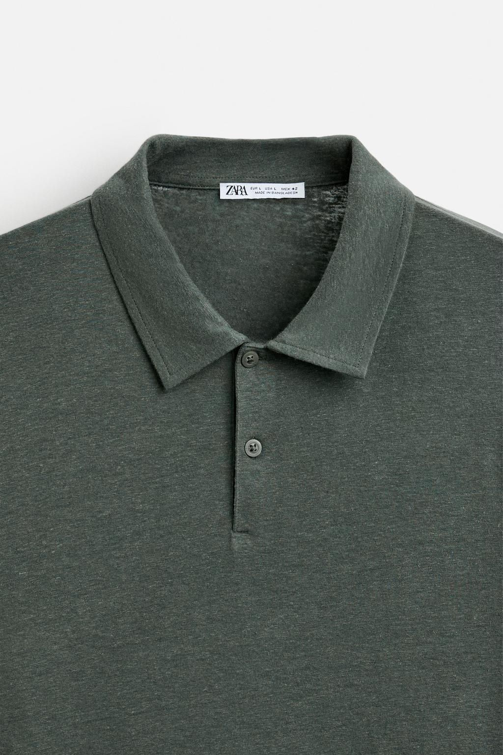 LINEN BLEND POLO SHIRT - Zara фото 9