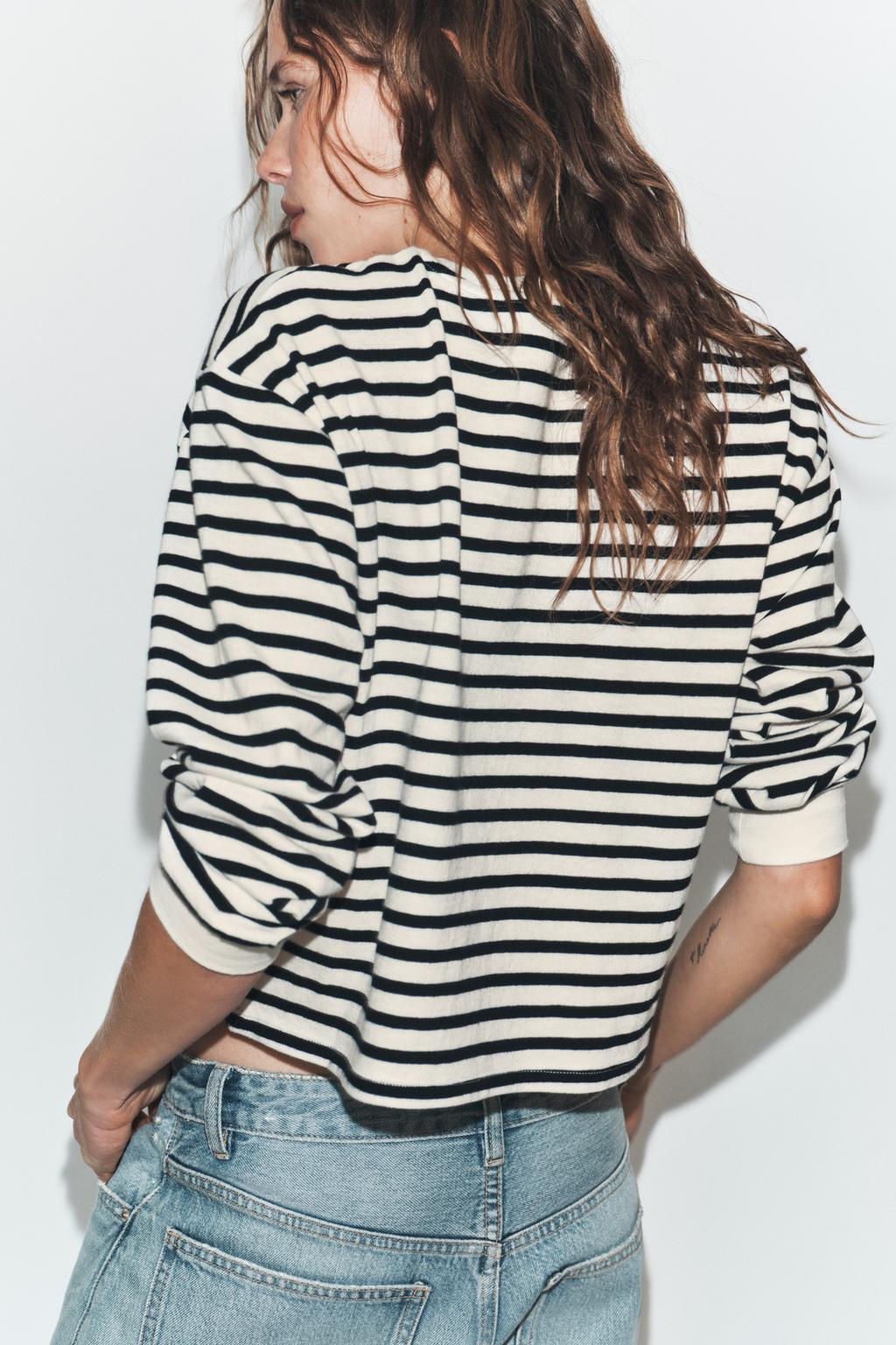 LONG SLEEVE STRIPED T-SHIRT - Zara фото 4