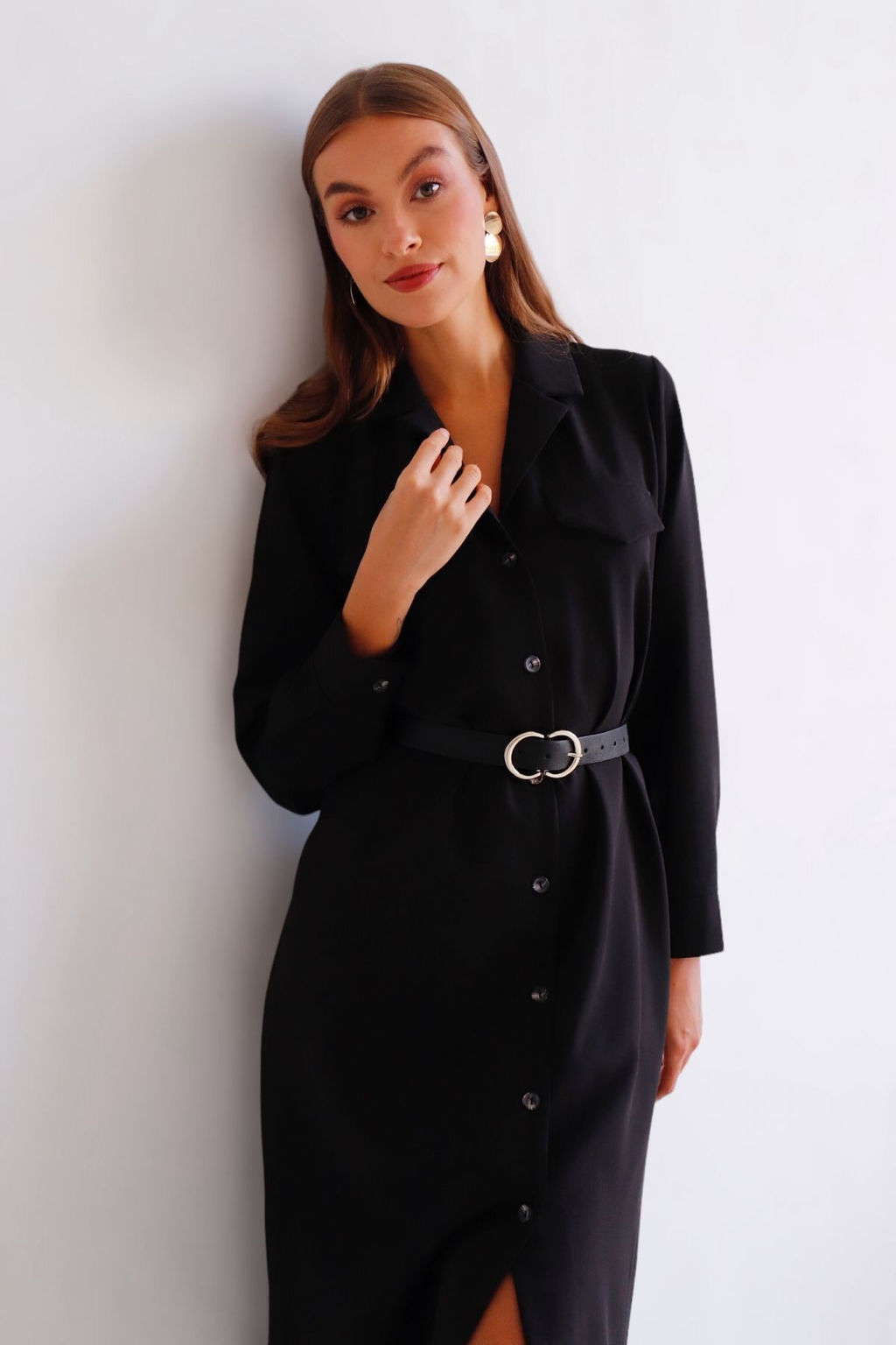 Martichelli Платье-рубашка с английским воротником чёрное  фото 9