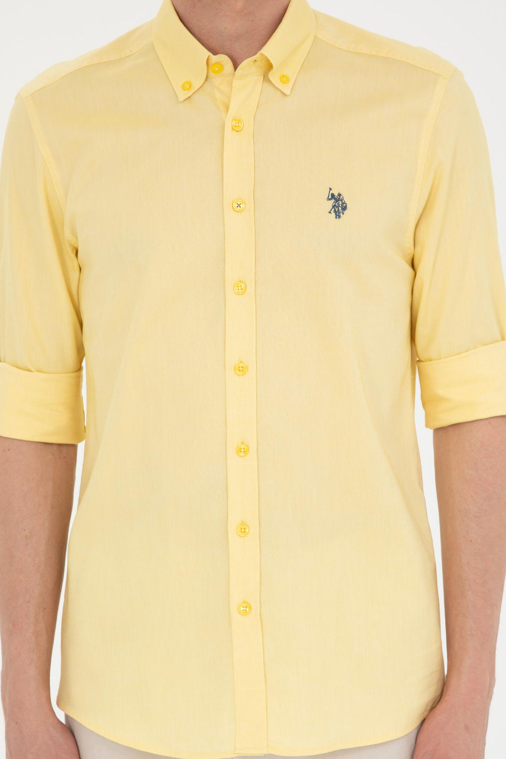 U. S. Polo Assn / Мужская желтая базовая рубашка с длинным рукавом - U.s. polo assn фото 6